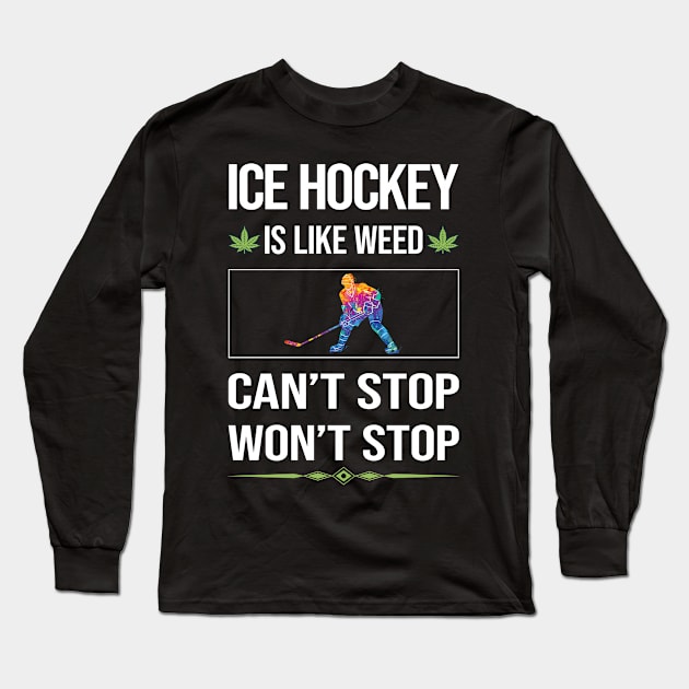 Funny Cant Stop Ice Hockey Long Sleeve T-Shirt by symptomovertake